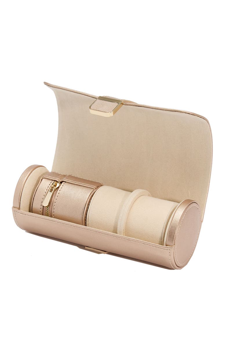 WOLF Palermo Double Watch Roll + Jewelry Pouch, Alternate, color, Rose Gold