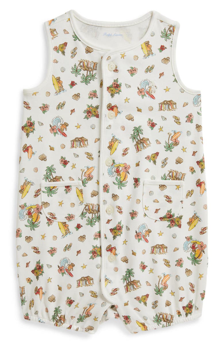 Ralph Lauren Surf Sleeveless Bubble Romper, Main, color, Bearadise