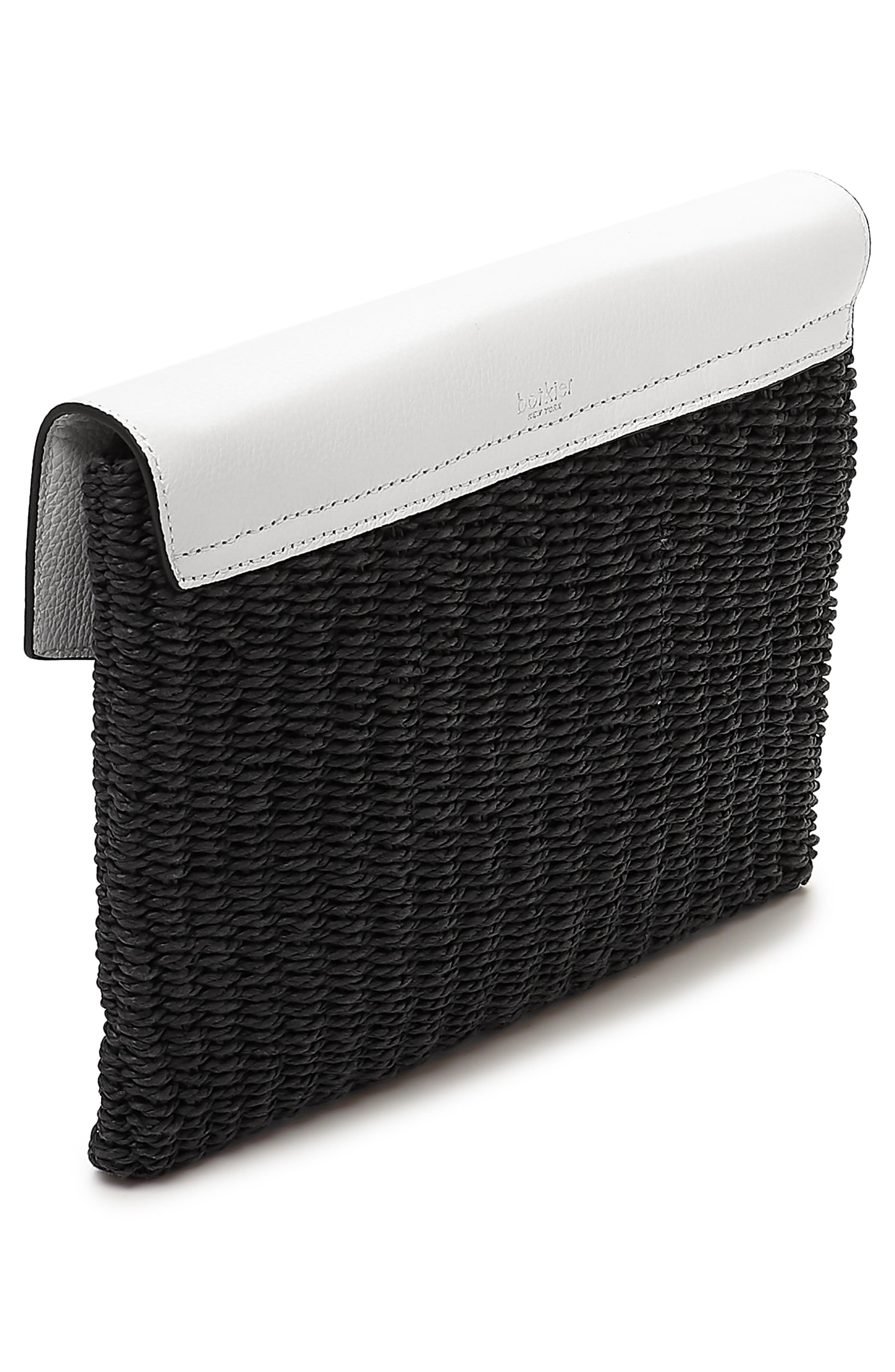 Botkier Valentina Straw & Leather Envelope Clutch, Alternate, color, 