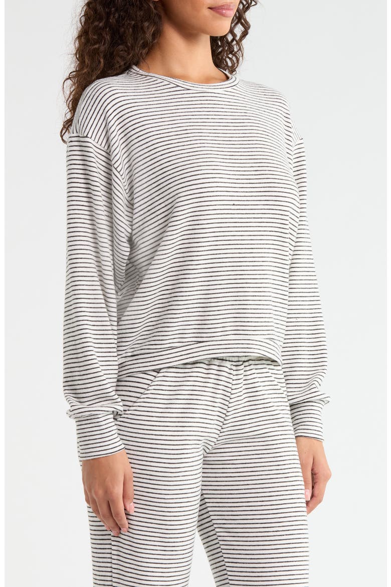 Clementine Striped Sleep Top, Alternate, color, WHITE/BLACK