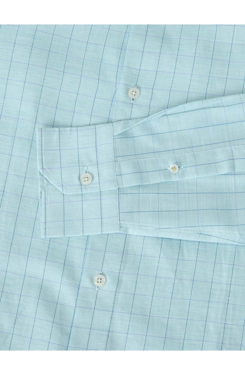 Robert Talbott Reynolds Blue Windowpane Cotton Linen Blend Shirt in Contemporary fit, Alternate, color, Green