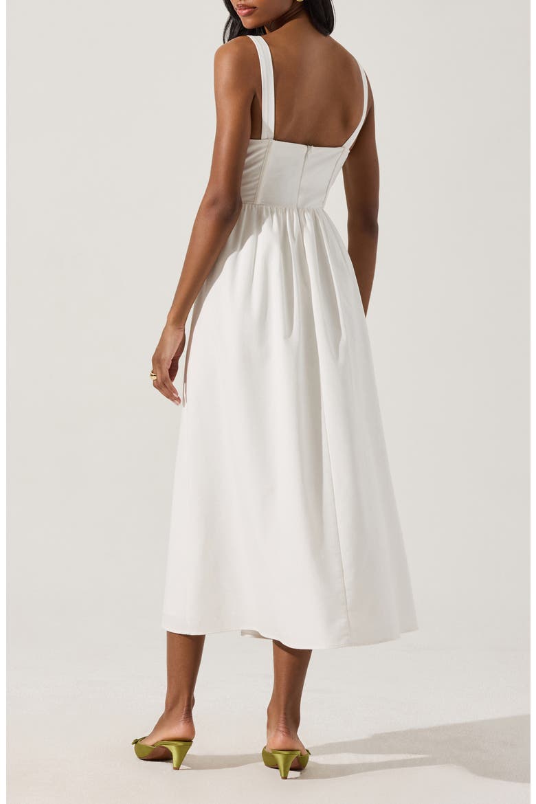 Structured Cotton Blend Midi Fit & Flare Dress, Alternate, color, WHITE