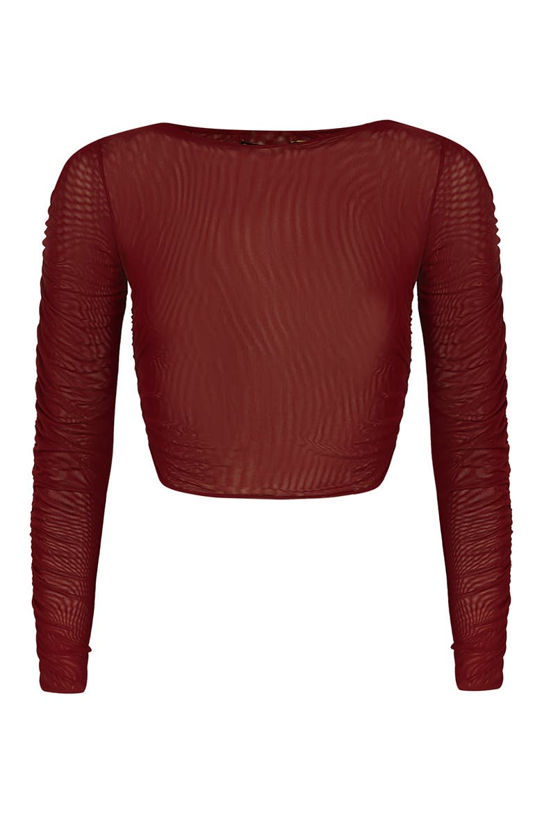 Mira Long Sleeve Cover-Up Top, Alternate, color, RED