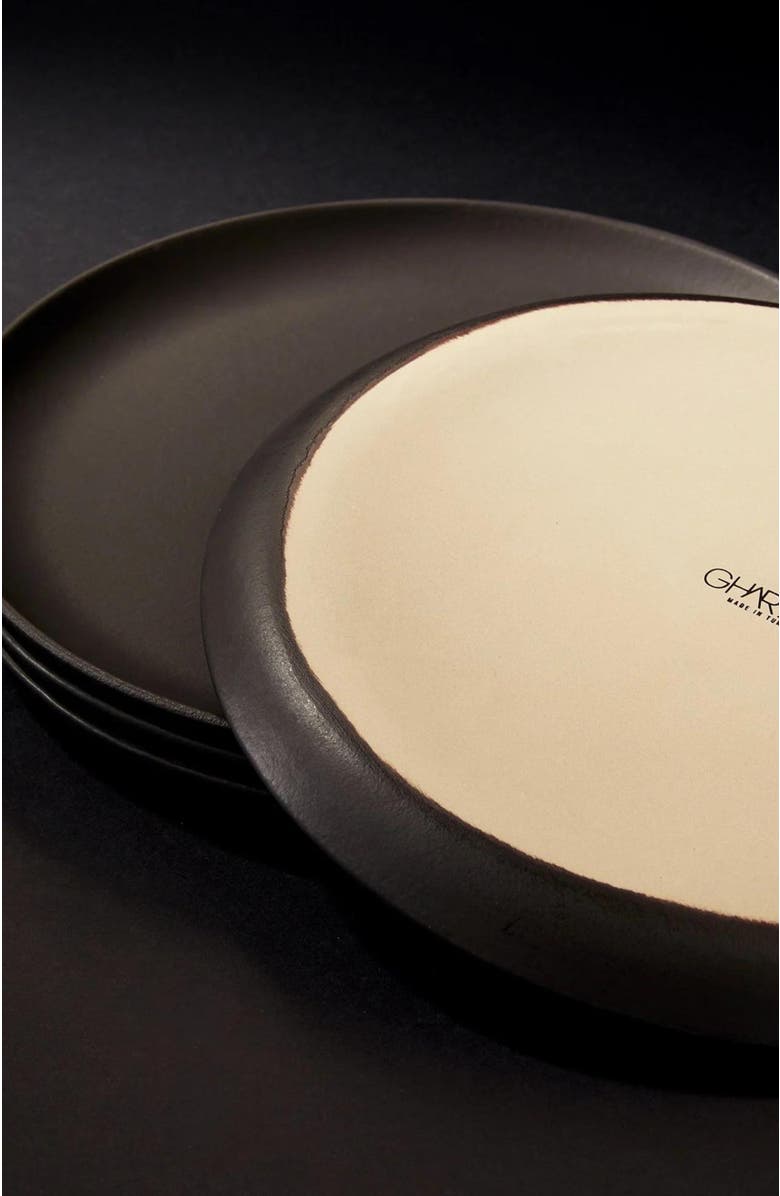 Gharyan Stoneware Tunisian Dinner Plates Set of 4, Alternate, color, Black