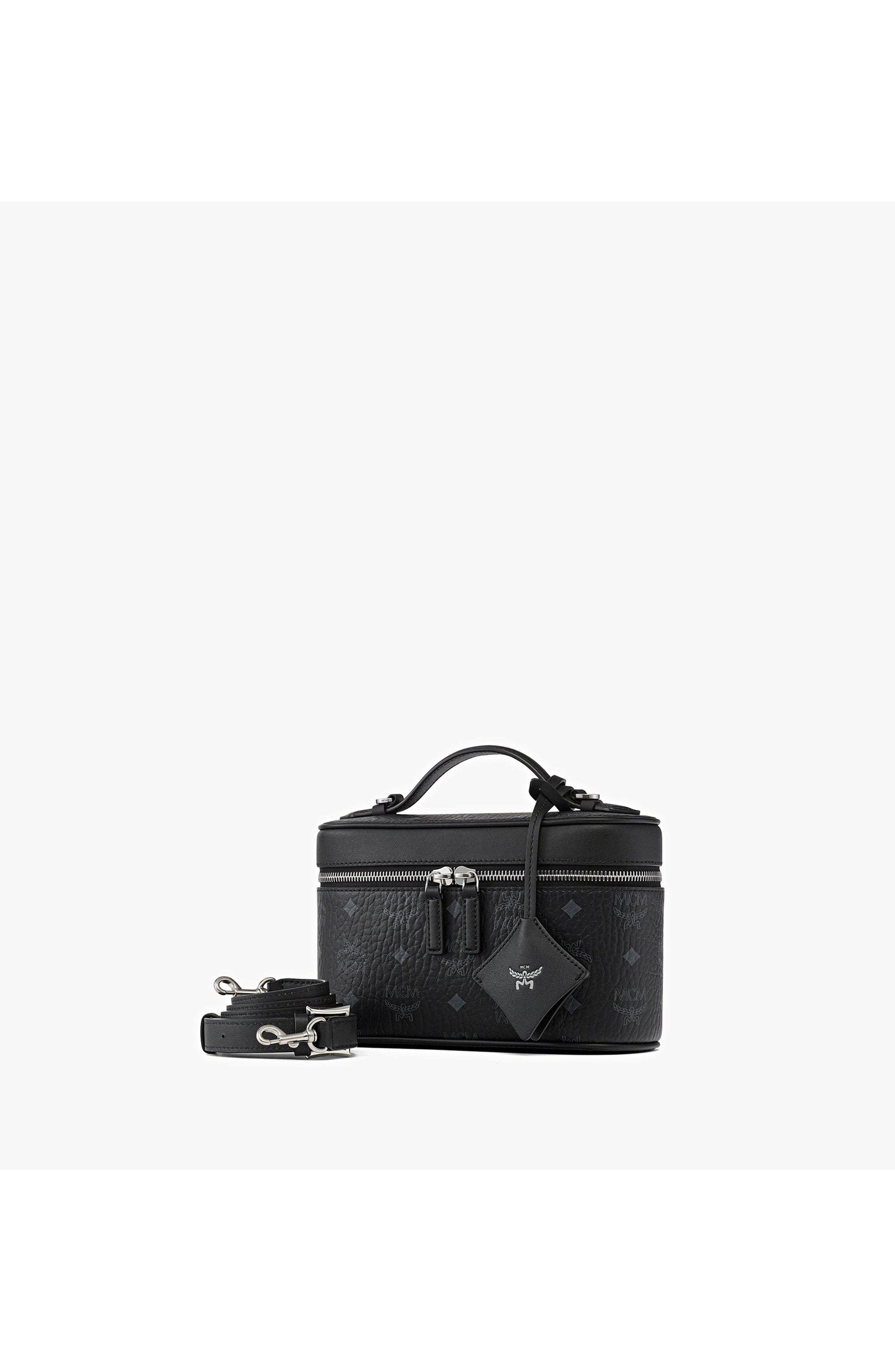 MCM Aren Vanity Case in Visetos Leather Mix, Alternate, color, Black