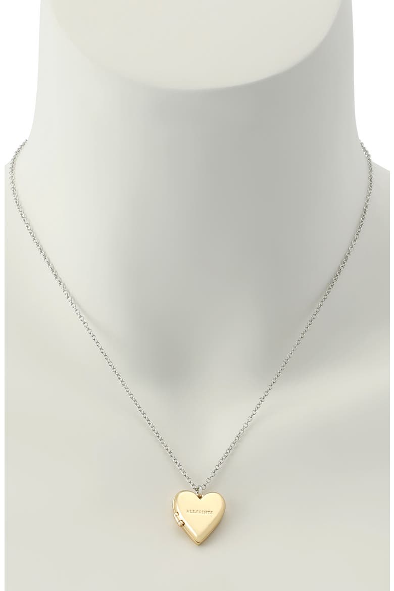 Short Heart Locket Pendant Necklace, Alternate, color, TWO TONE SHINY