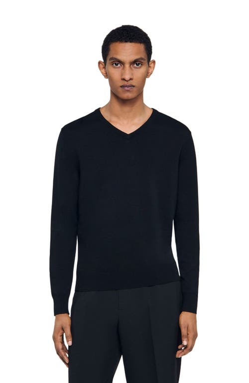 Sandro V-neck Wool Sweater In Black