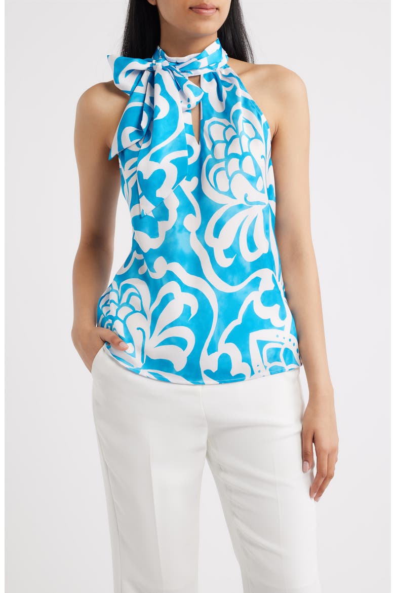Pleated Mock Neck Top, Main, color, BLUE JEWEL