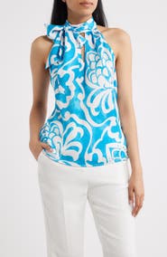Tahari ASL Pleated Mock Neck Top