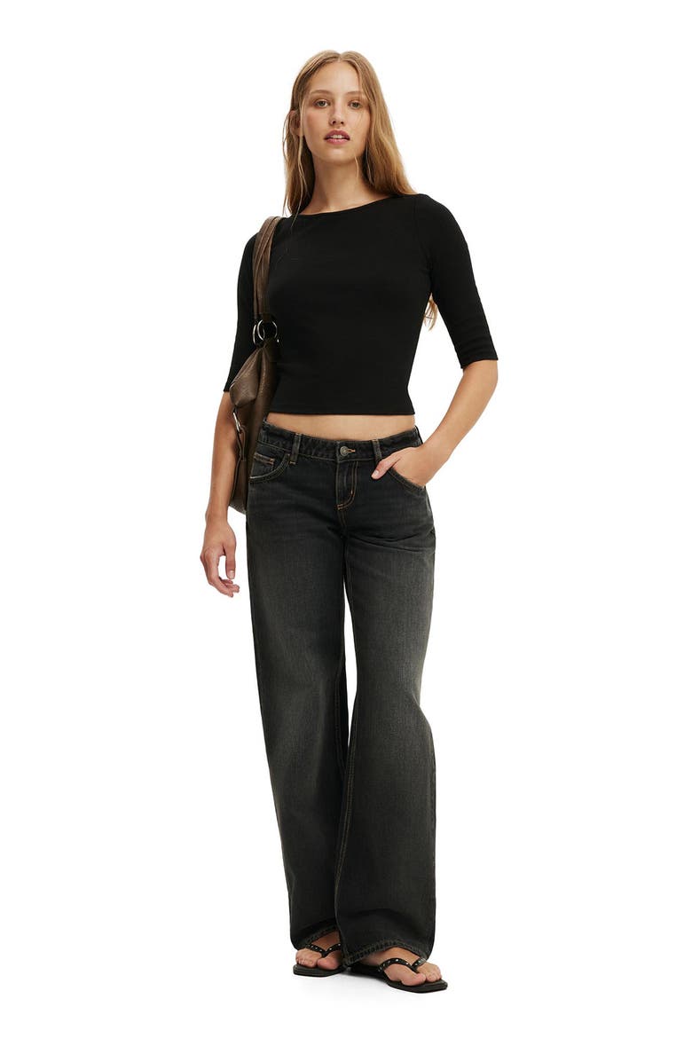 Low Rise Straight Leg Jeans, Alternate, color, DRIFT BLACK