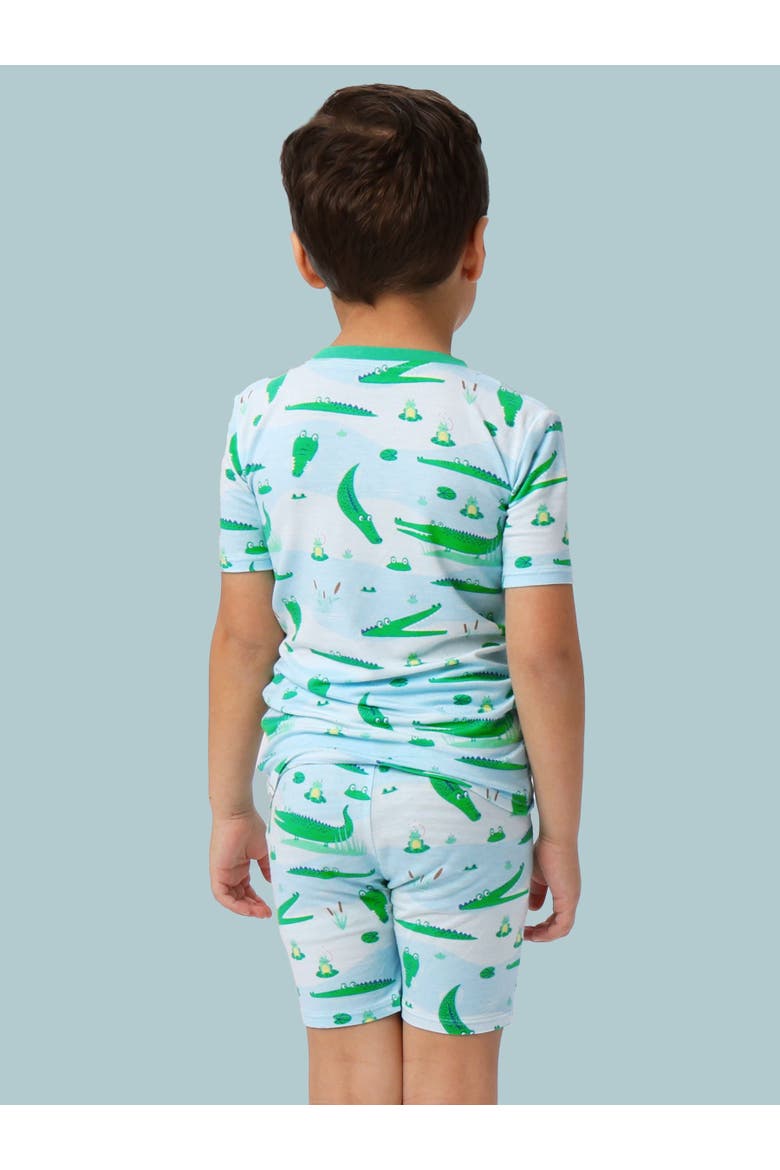Gender Inclusive Short Sleeve Pajama Set, Alternate, color, Alligator Adventure