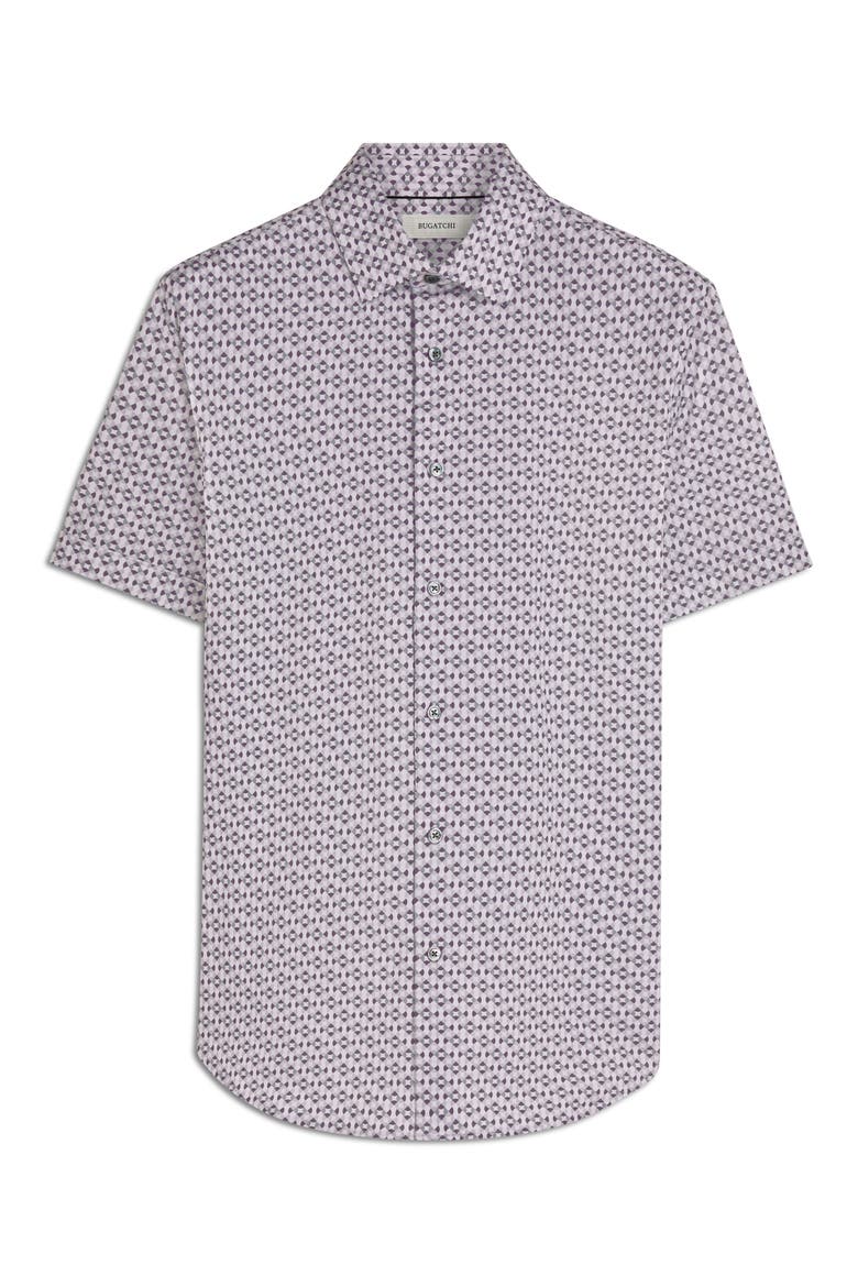 Miles OoohCotton® Geo Print Short Sleeve Button-Up Shirt, Alternate, color, CEMENT