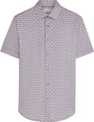 Bugatchi Miles OoohCotton® Geo Print Short Sleeve Button-Up Shirt