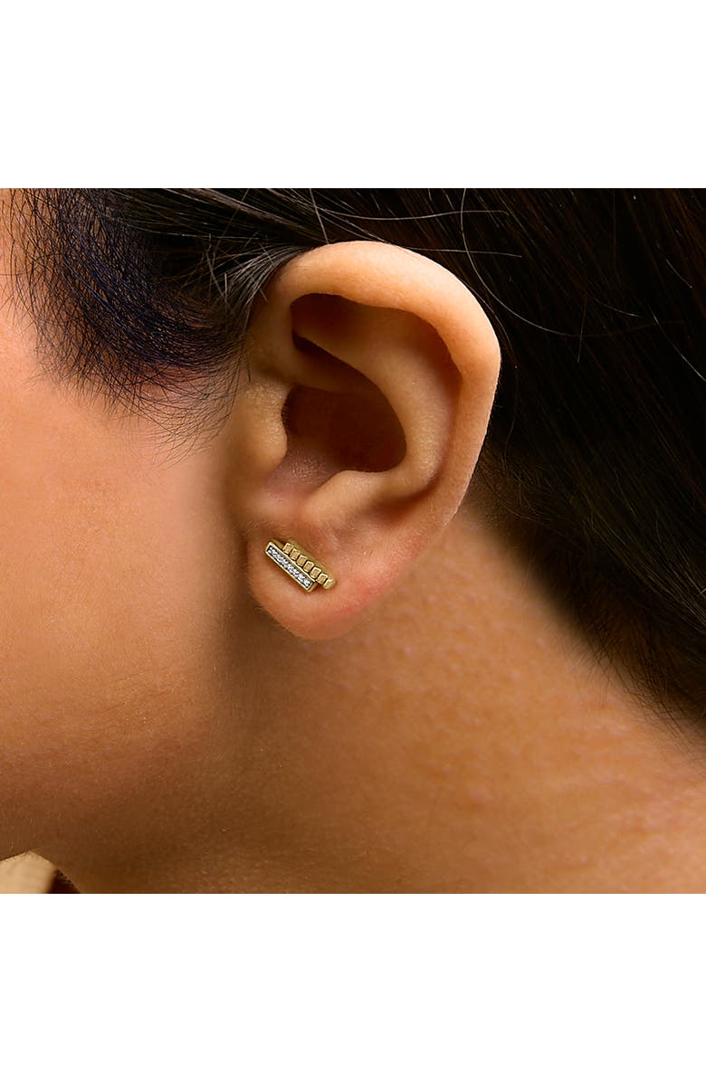 Haus of Brilliance 14k Yellow Gold Plated .925 Sterling Silver Diamond Accent Bar Stud Earrings, Alternate, color, Yellow