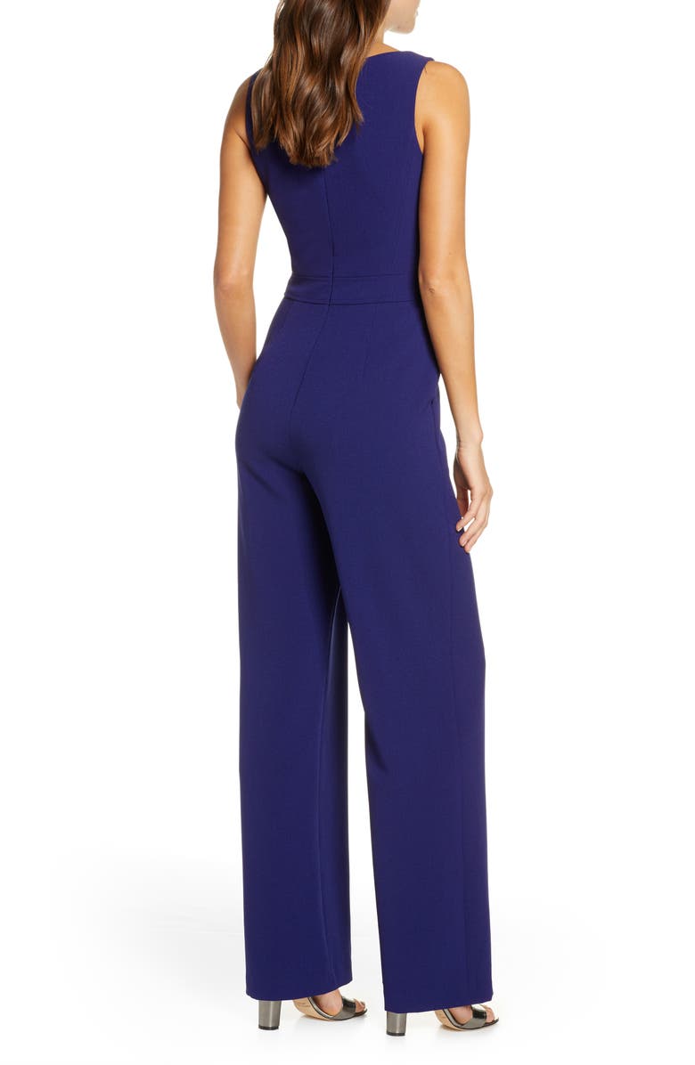Vince Camuto Belted Sleeveless Stretch Crepe Jumpsuit, Alternate, color, 