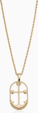 Oradina 14K Yellow Gold My Anchor Pendant Necklace