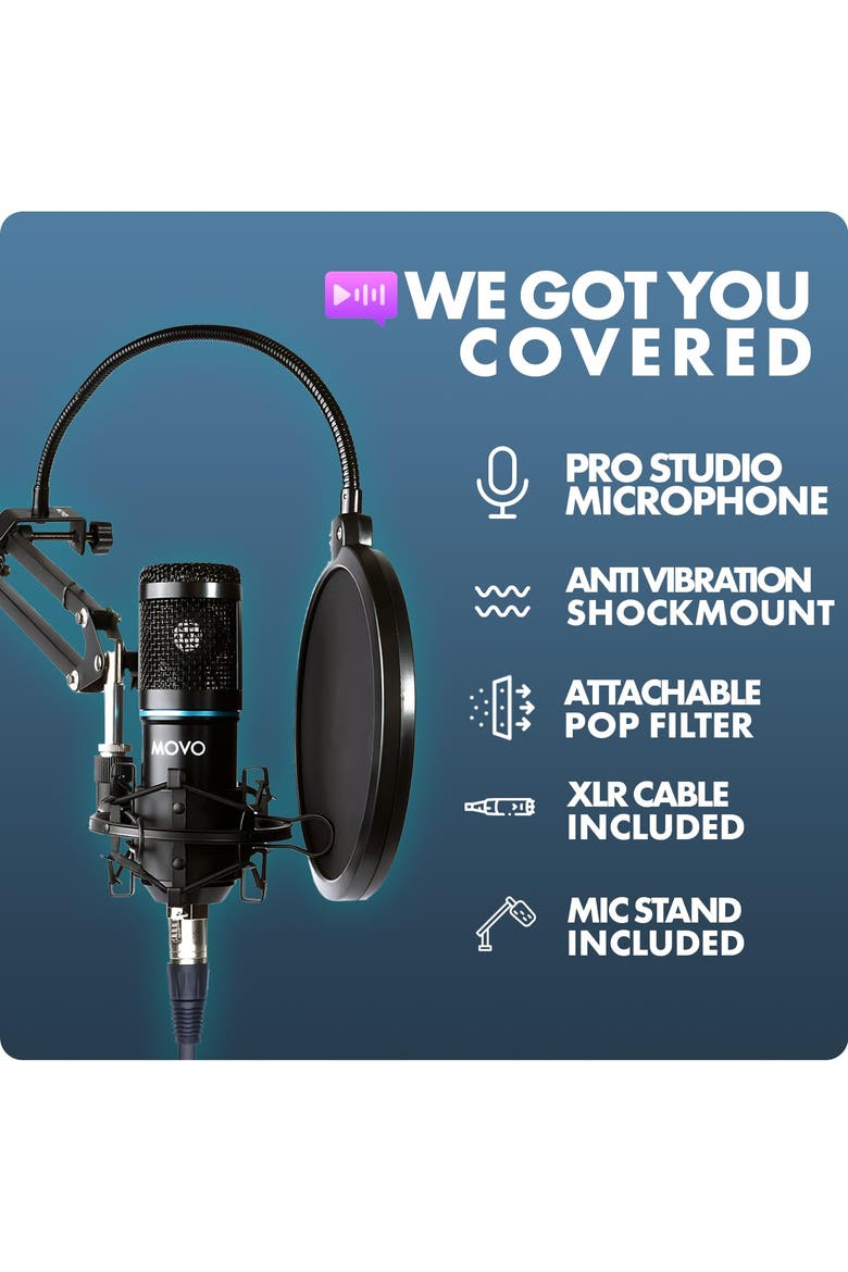 2-Pack Universal Cardioid Podcasting Microphone Bundle with Articulating Scissor Arm and Pop Filter, Alternate, color, Black