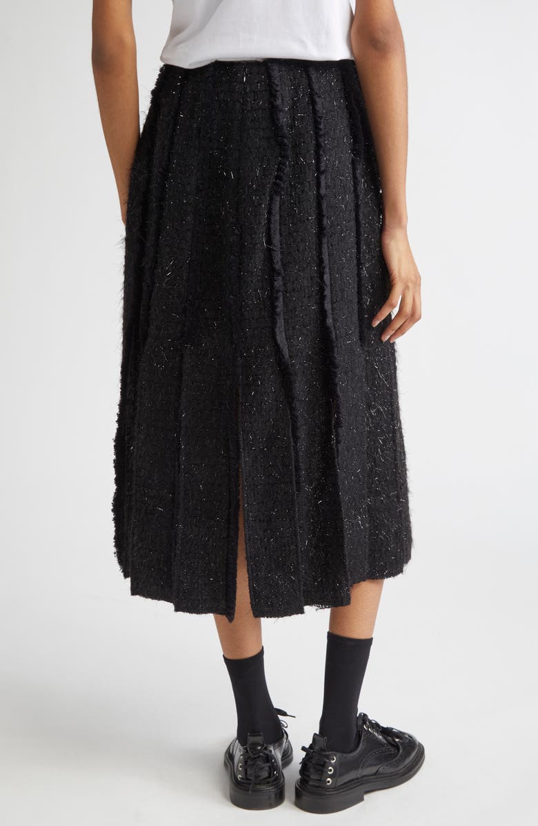 Simone Rocha Multi Slit Frayed Metallic Tinsel Tweed Skirt, Alternate, color, Black