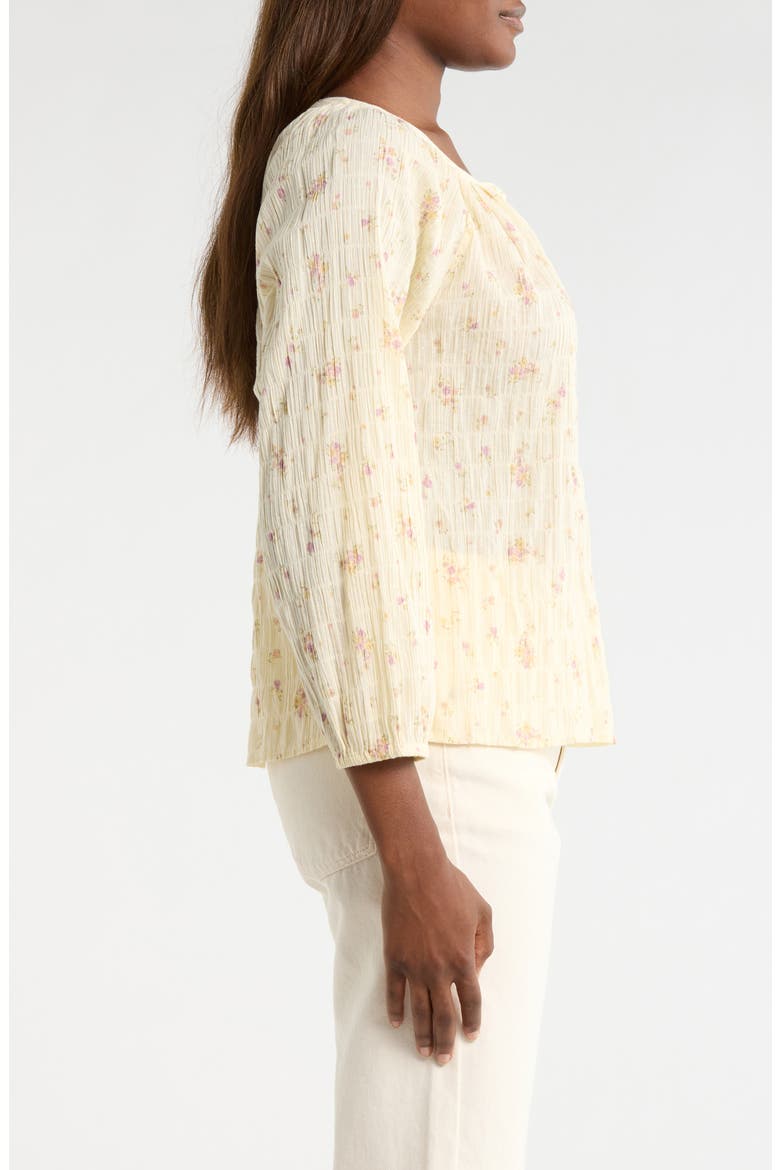 Ditsy Floral Stretch Cotton Button-Up Top, Alternate, color, YELLOW FLORAL