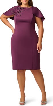 Adrianna Papell Floral Appliquéd Scuba Sheath Dress