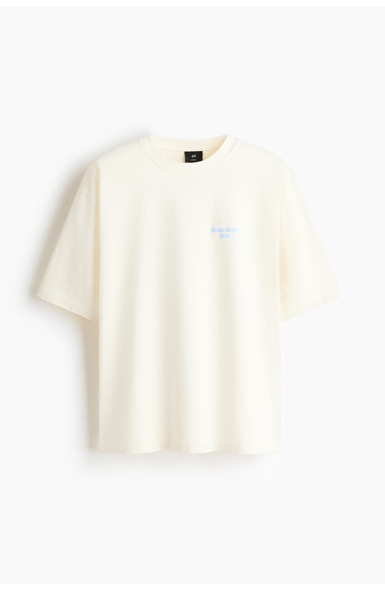 H&M Oversized Fit Printed Cotton T-shirt, Main, color, Cream/Car