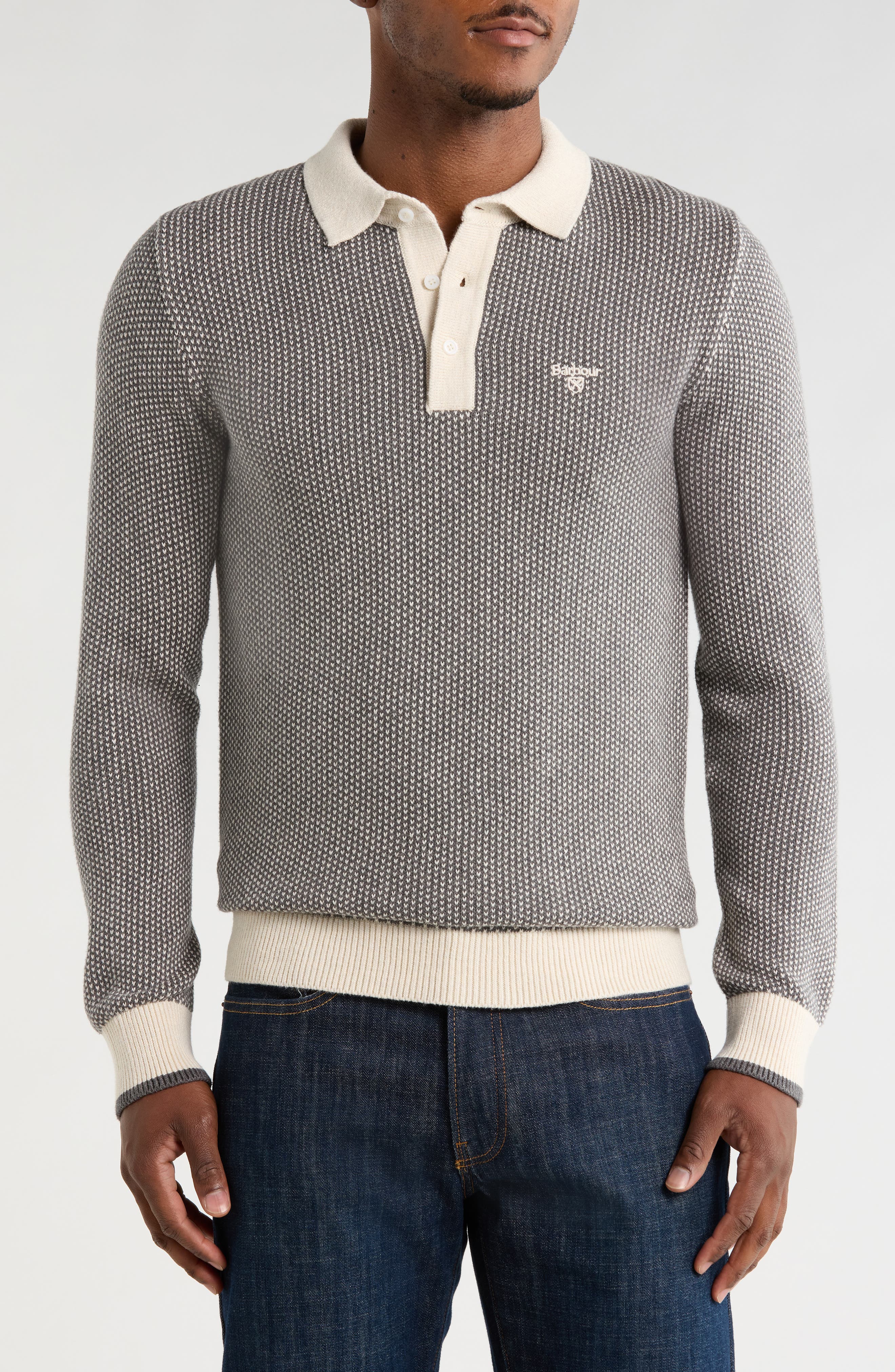 Barbour Long Sleeve Cotton Knit Polo
