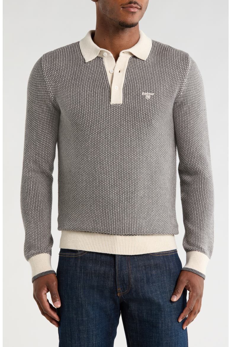Long Sleeve Cotton Knit Polo, Main, color, MIST