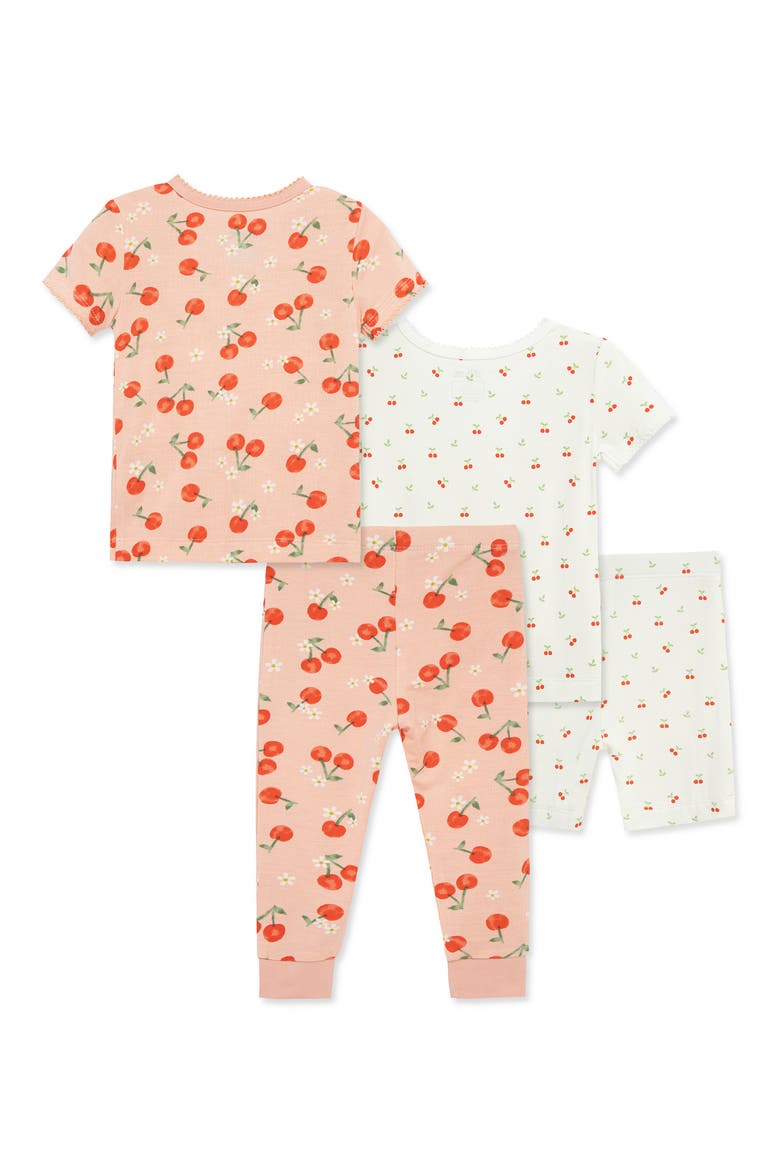 Kids' Cherry 4-Piece Pajamas Set, Alternate, color, PEACH
