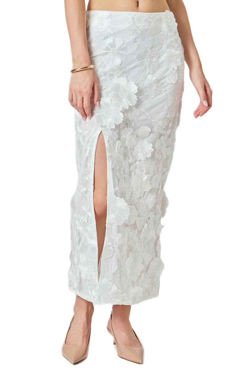 Endless Rose Embroidered Flower Strapless Top & Maxi Skirt Set, Alternate, color, White