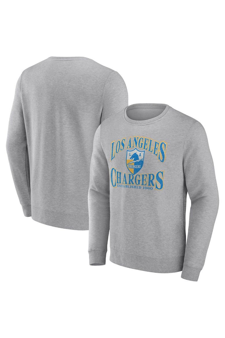 Men's Fanatics Branded Heather Charcoal Los Angeles Chargers Playability Pullover Sweatshirt, Main, color, Heather Gray