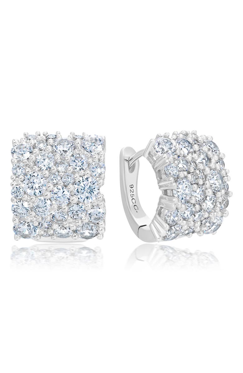 Crislu Pavé Huggie Hoop Earrings, Main, color, Platinum