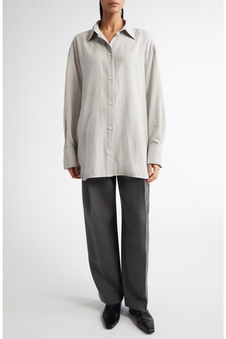 Relaxed Fit Button-Up Shirt, Alternate, color, PALE GREY MELANGE