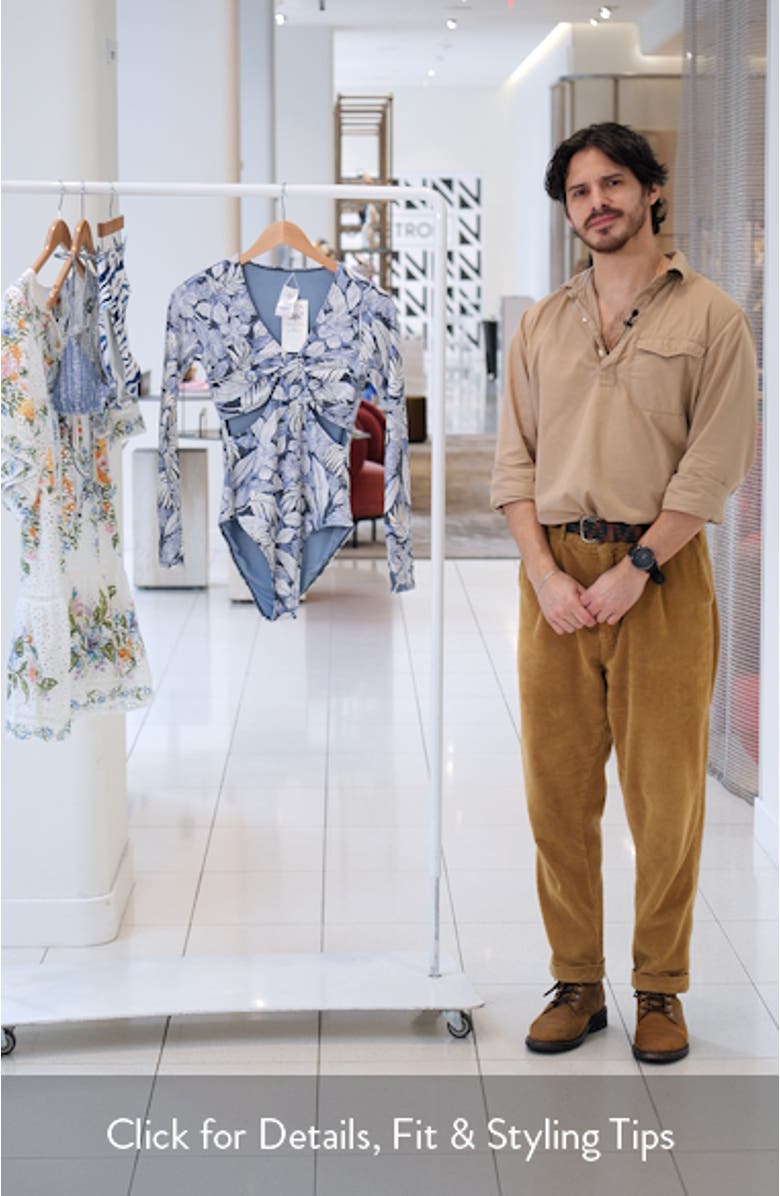 Palmetto Tropical Key West Cutout Long Sleeve One-Piece Swimsuit, sales video thumbnail