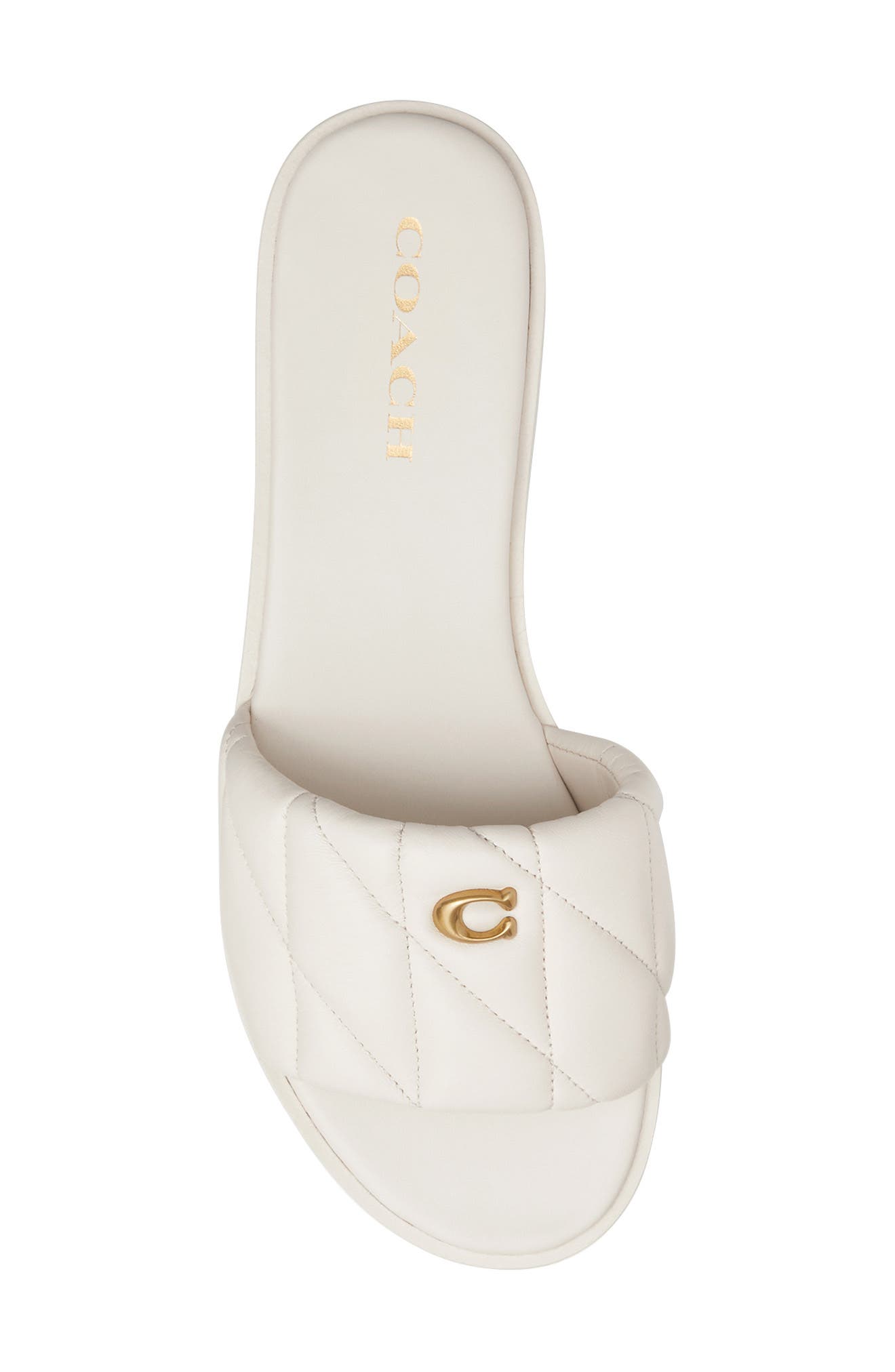 COACH Holly Quilted Slide Sandal, Alternate, color, Chalk