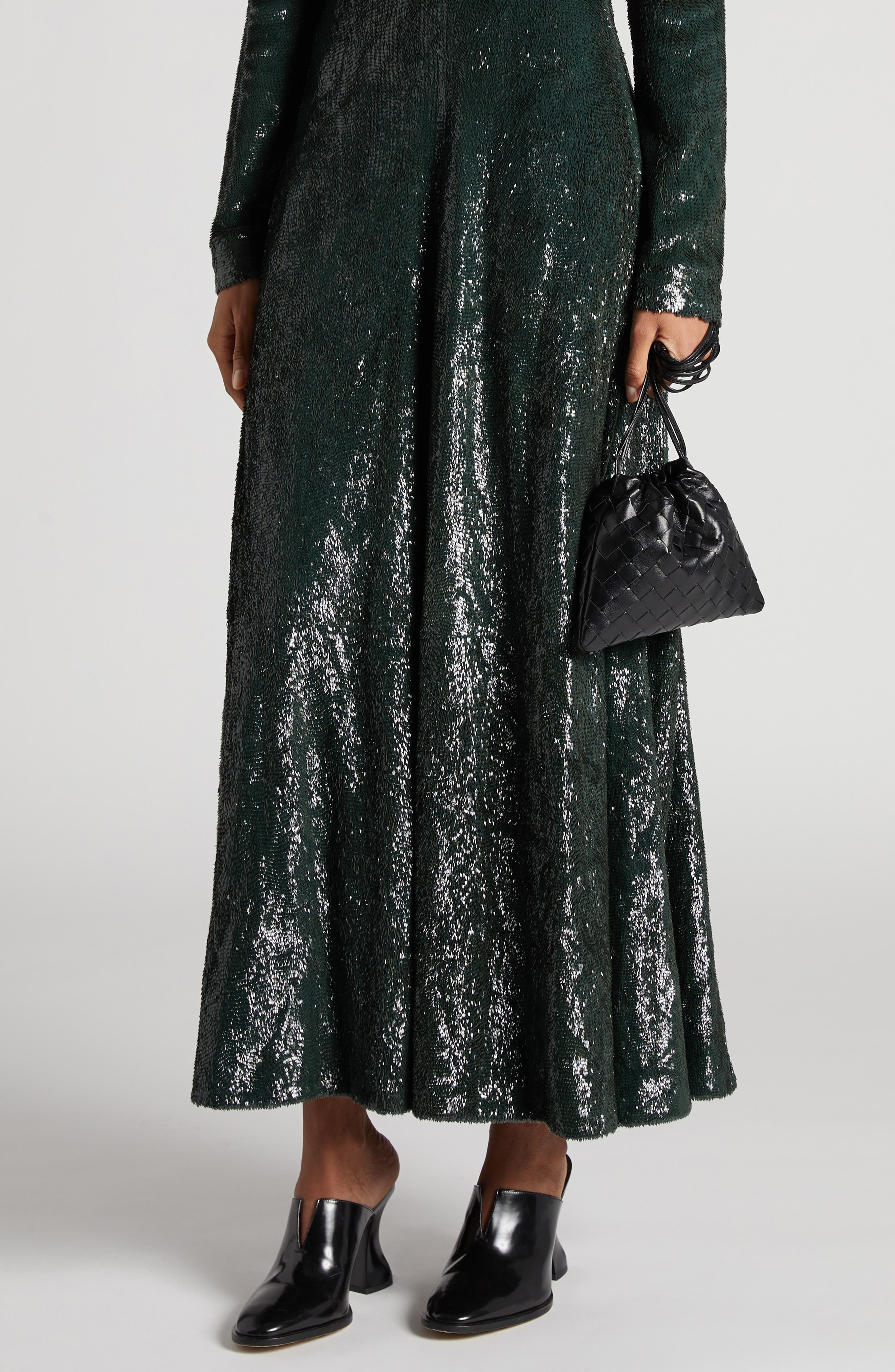 Bottega Veneta Small Dustbag Intrecciato Leather Shoulder Bag, Alternate, color, 8425 Black-Gold