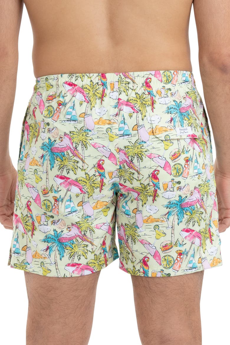 Margaritaville by Kenny Flowers - Welcome to Margaritaville - Lime - Swim Trunks, Alternate, color, Green
