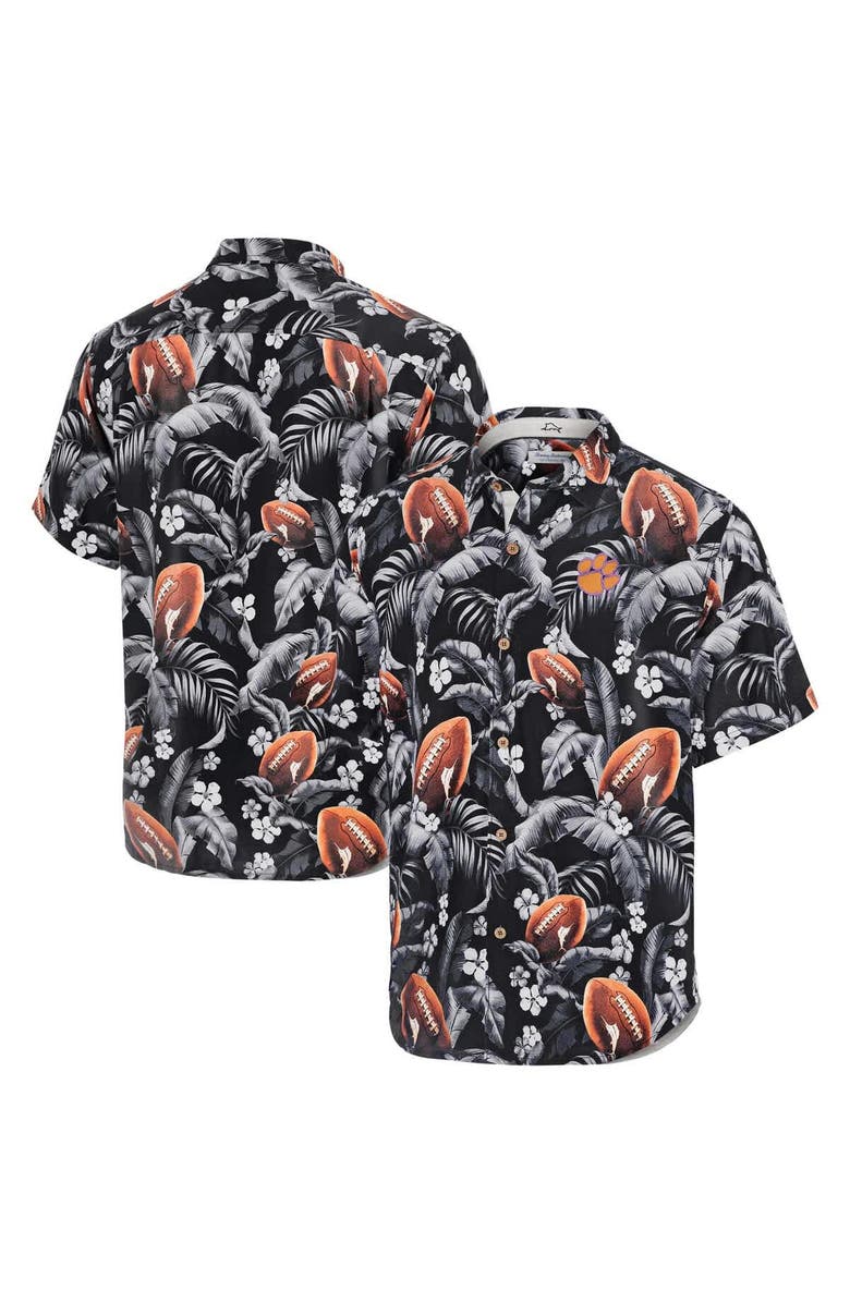 Tommy Bahama Men's Tommy Bahama Black Clemson Tigers Veracruz Cay First Down Blooms Button-Up Shirt, Main, color, Black