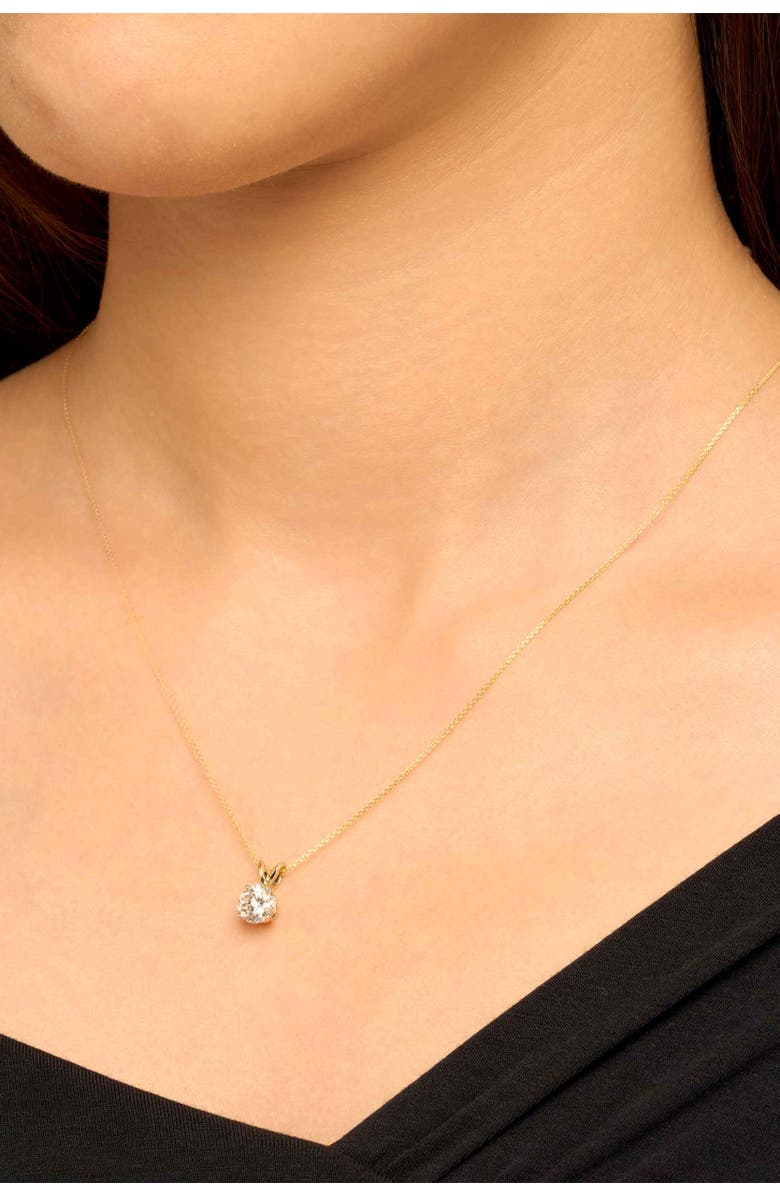 Oradina 14K Solid Gold Luminous 1 Carat Lab Diamond Classic Solitaire Necklace, Alternate, color, White Gold, Lab Diamonds