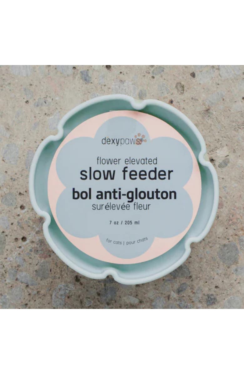 Dexypaws Flower Elevated Slow Feeder, Sage Green, Silicone Cat Dish, Alternate, color, Green