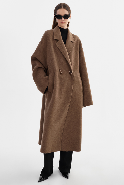 Lamarque Twila | Wool Scarf Coat In Brown