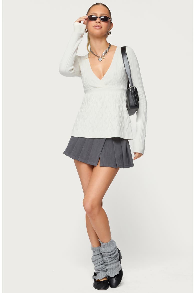 Saphey Peplum Cable Top, Alternate, color, IVORY