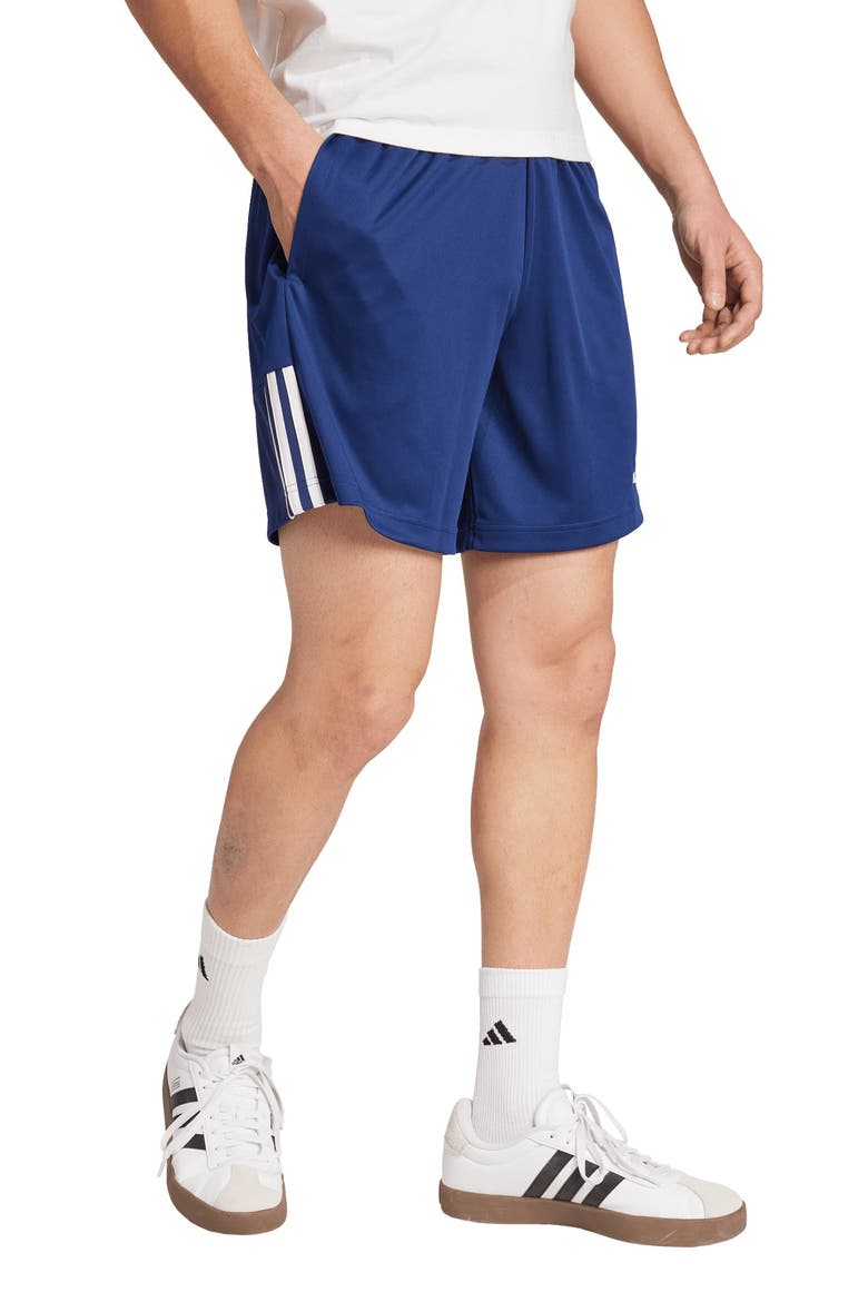 Sereno 3-Stripes AEROREADY Shorts, Alternate, color, DARK BLUE/ WHITE