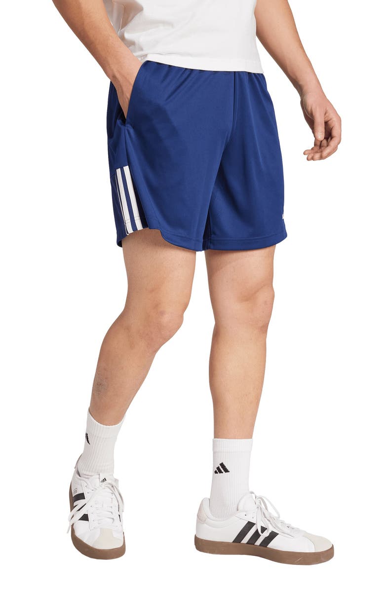 adidas Sereno 3-Stripes AEROREADY Shorts, Alternate, color, Dark Blue/ White