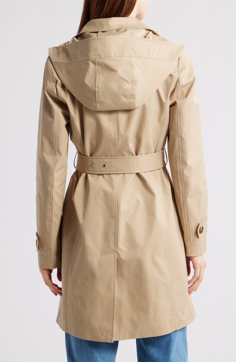 Michael Kors Water Resistant Trench Coat with Removable Hood, Alternate, color, Khaki