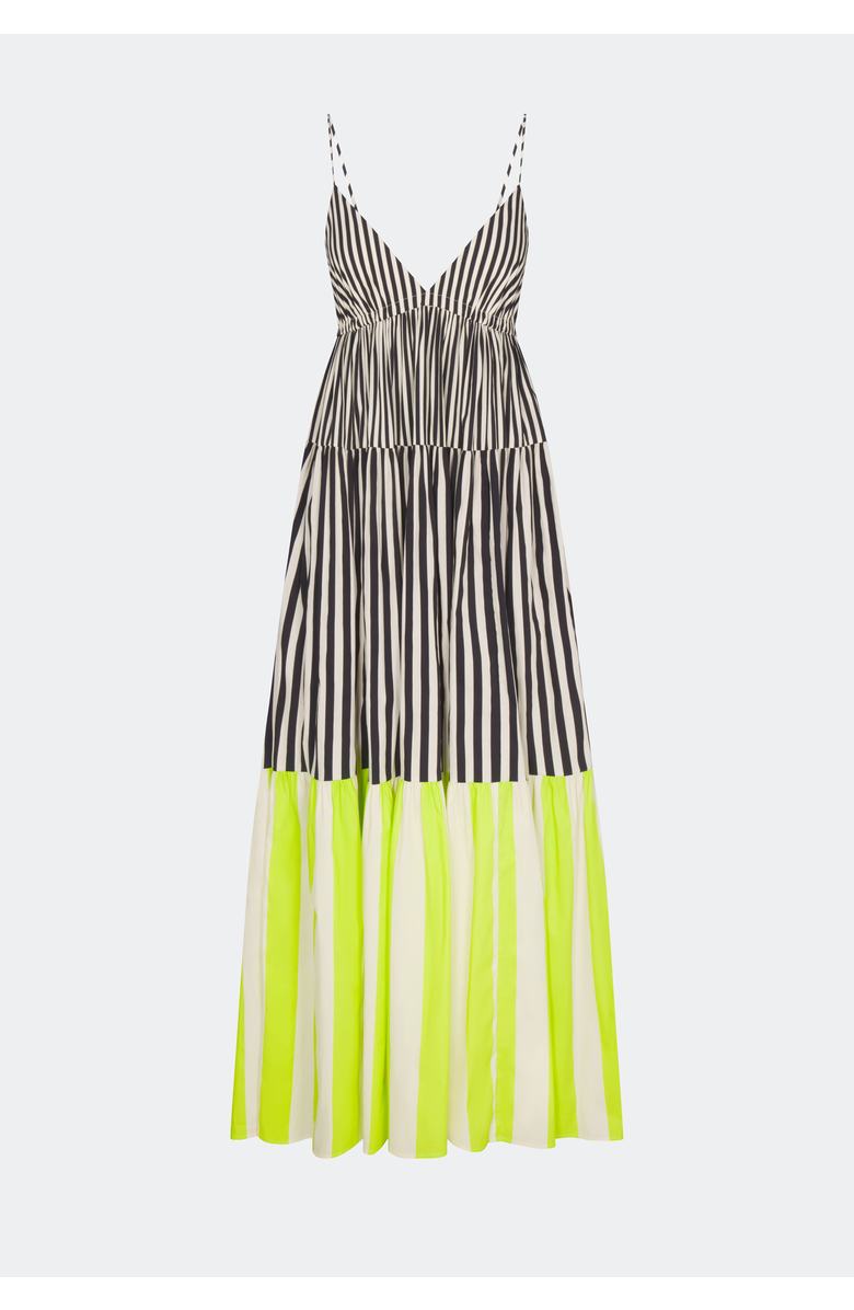 SIMONMILLER Romi Poplin Dress, Main, color, Black/Cream/Lime Multi