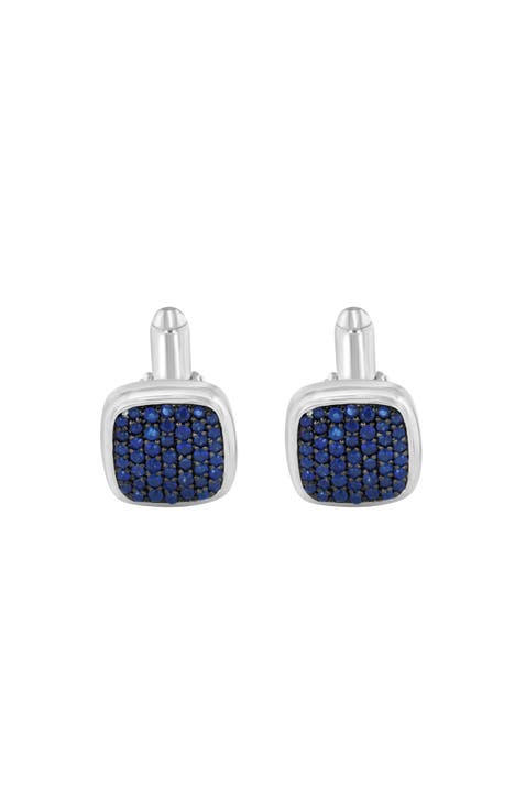 925 Sterling Silver ,Sapphire Cuff Link