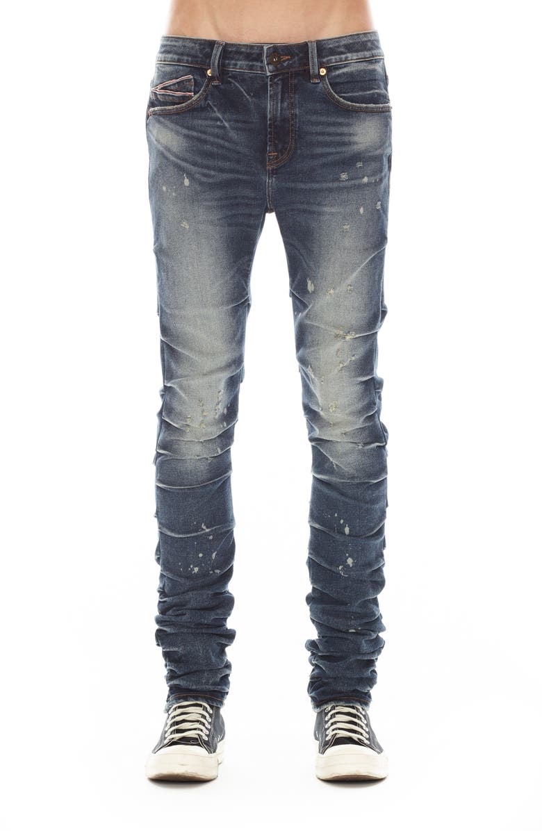 Cult of Individuality Punk Nomad Paint Splatter Ripped Super Skinny Jeans, Main, color, Cactus