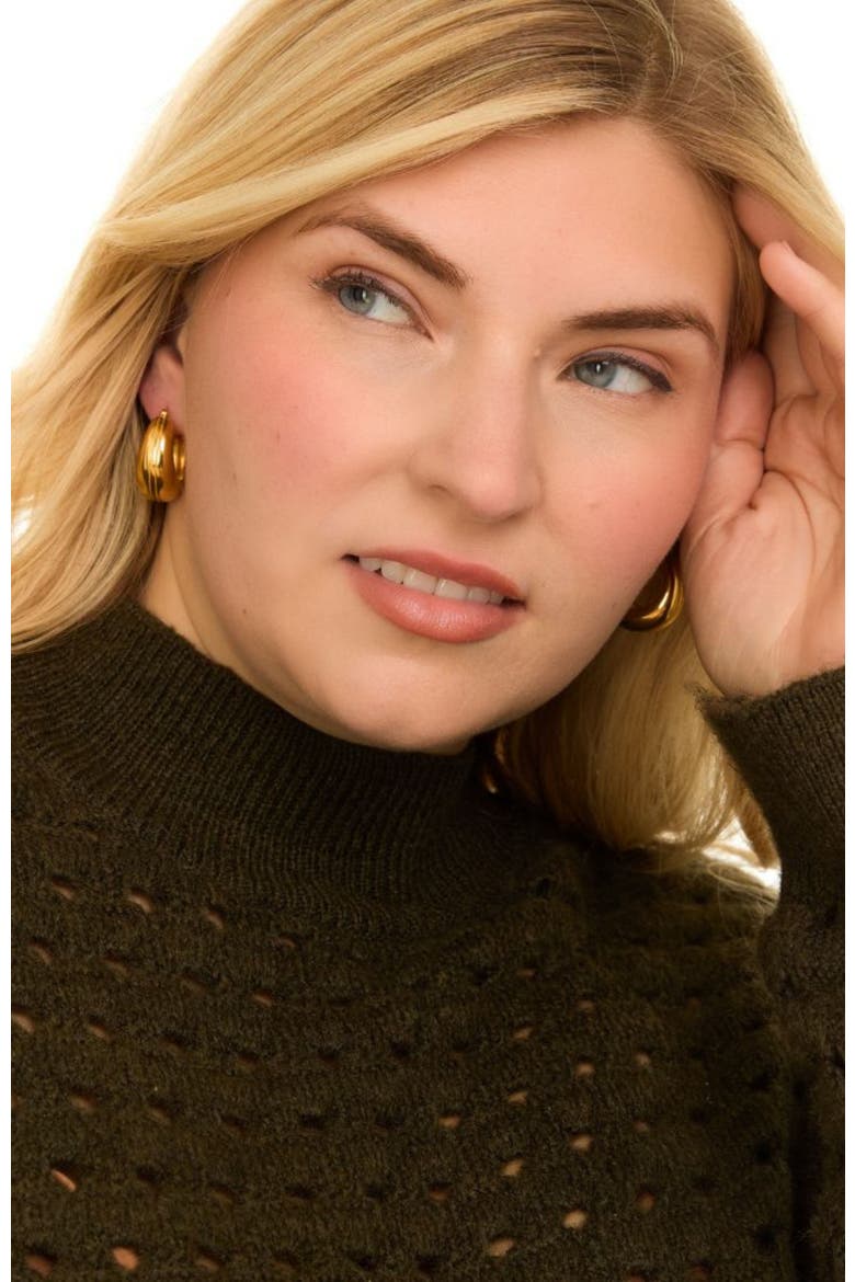 Stripe Dome Hoop Earring, Alternate, color, Gold