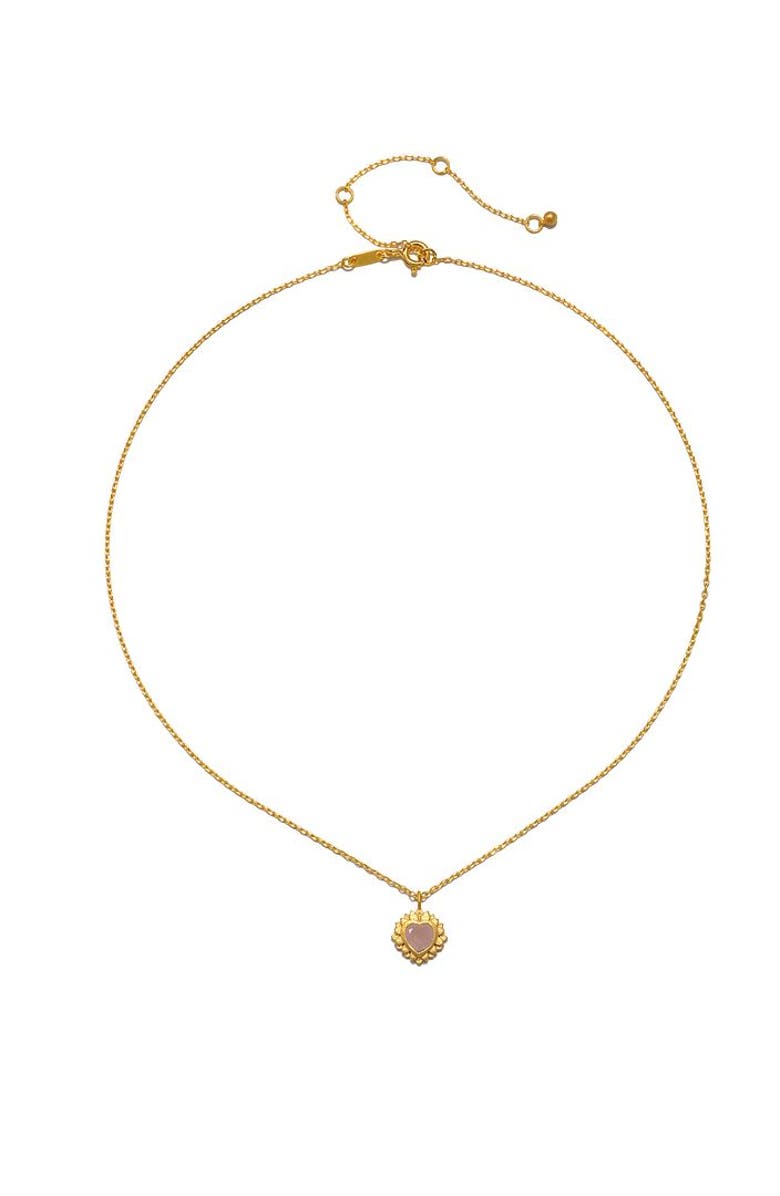 Satya Jewelry Journey to Love Rose Quartz Lotus Heart Necklace, Alternate, color, Gold