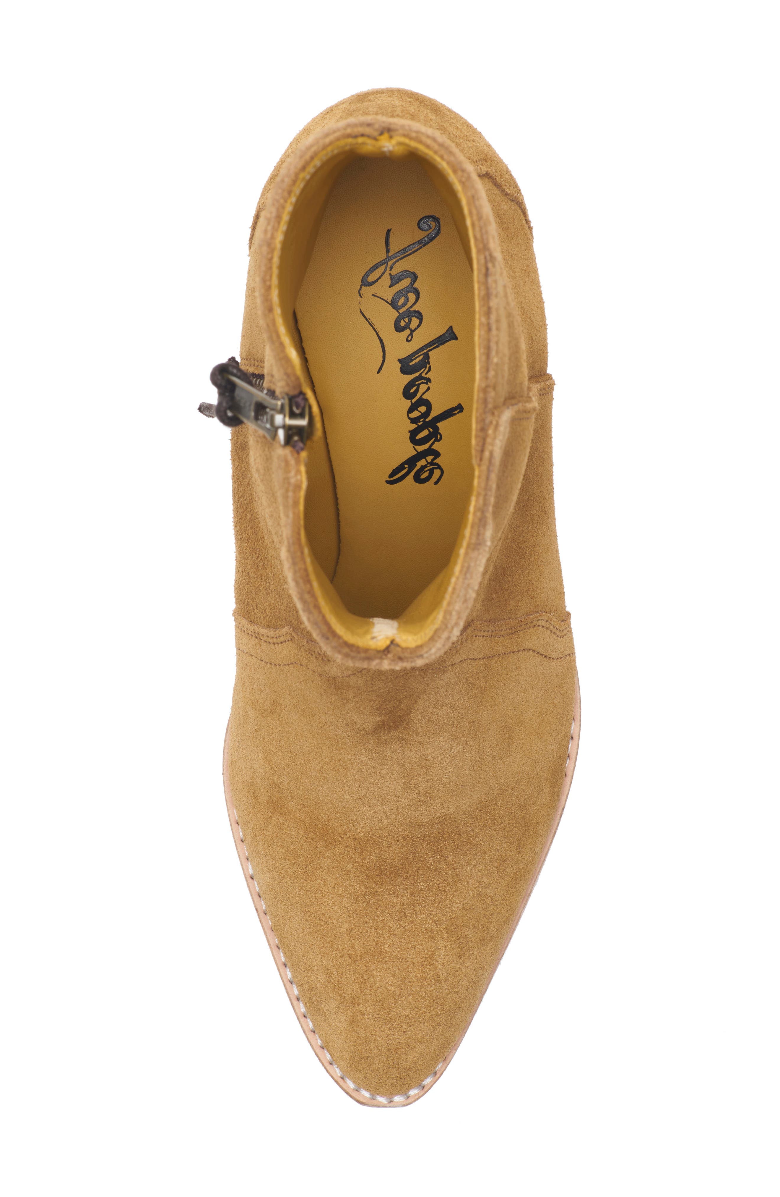 Free People New Frontier Western Bootie, Alternate, color, Camel Suede